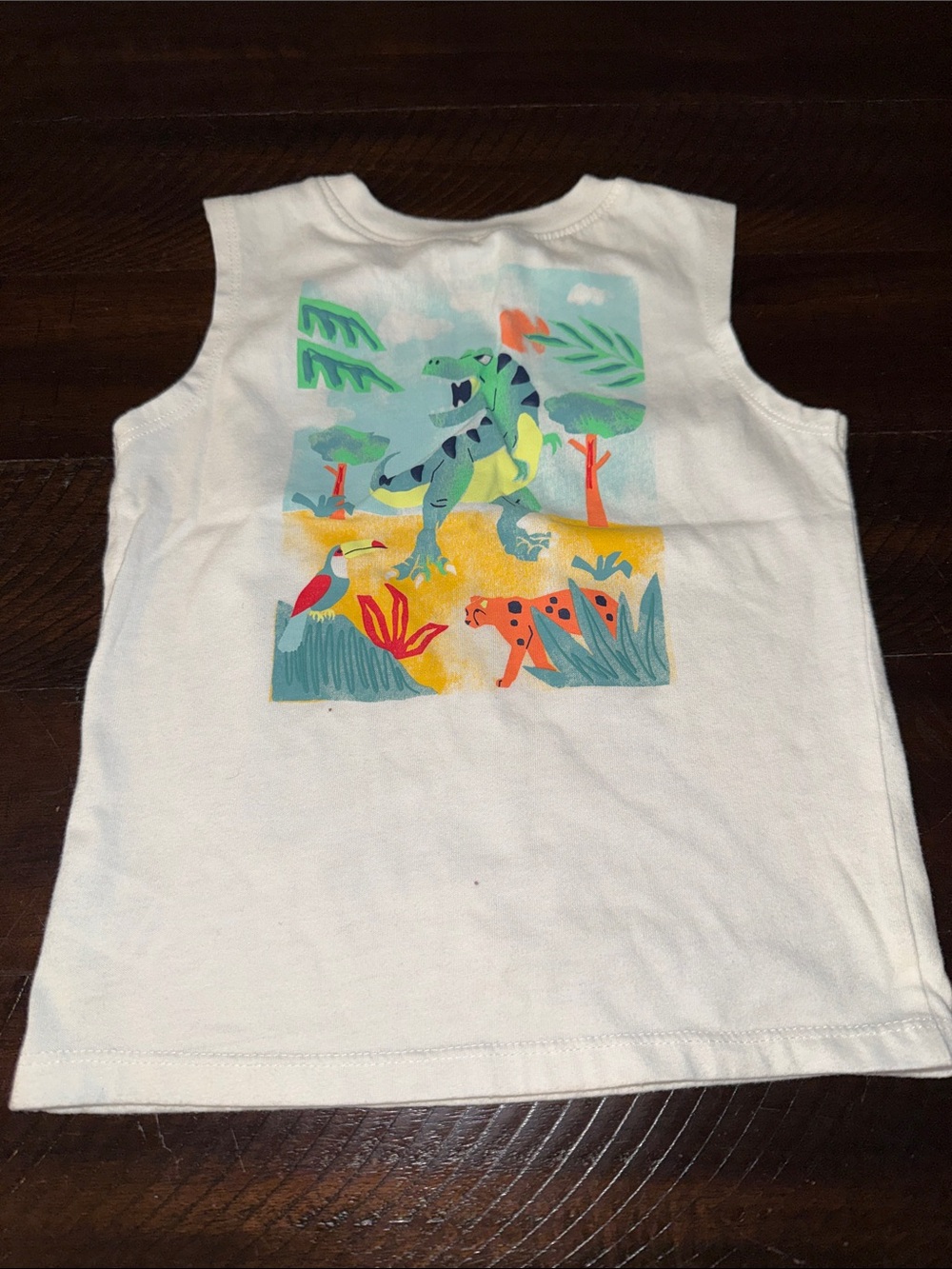 White Kids' Dinosaur Graphic Tank Top
